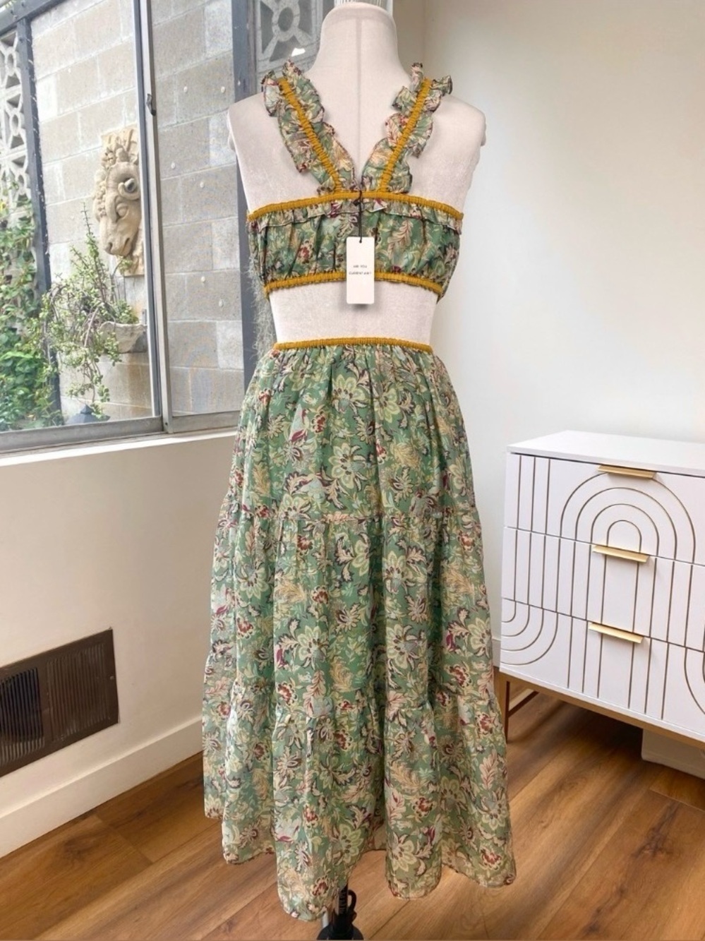 Current Air NWT Floral Cutout Tiered Midi Garden Dress, Size M - Picture 6 of 10